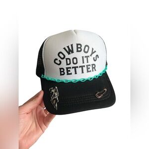 Western cowboys black trucker hat snap back custom